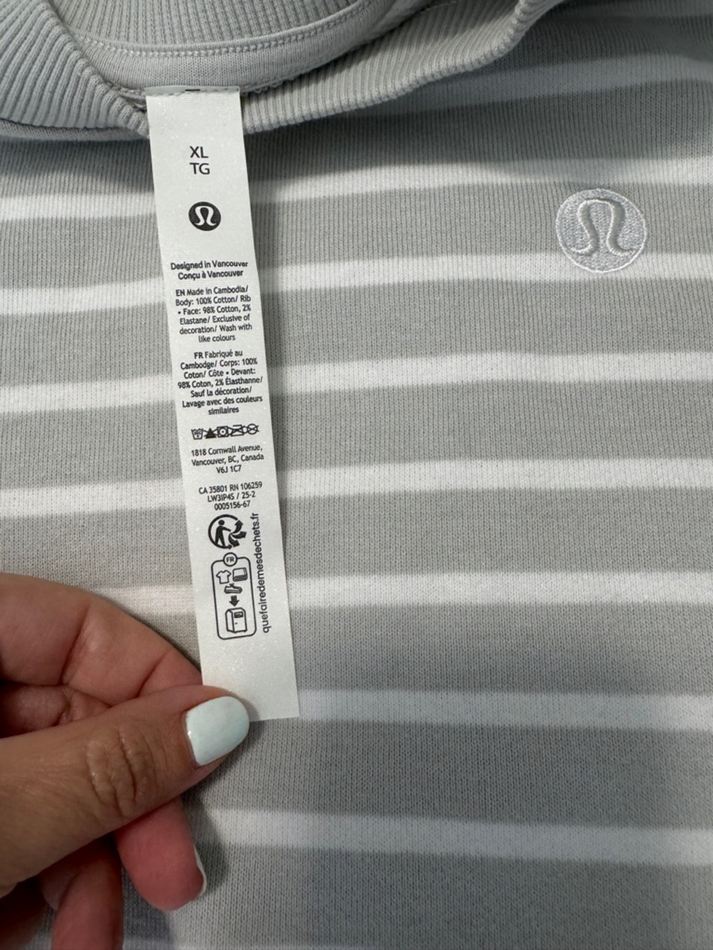 Lululemon Cotton French Terry Crewneck Pullover in Yachtie Stripe Vapor White - Picture 9 of 9